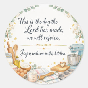 Psalm 118:24 Bible Verse, Messianic Jewish Decor,  Classic Round Sticker