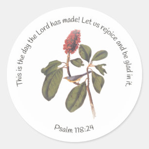 Psalm 118:24 Canada Warbler Classic Round Sticker