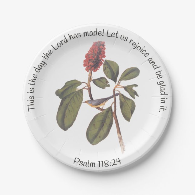 Psalm 118:24 Canada Warbler Paper Plates (Front)