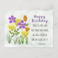 Psalm 118:24 Pretty Watercolor Flowers Birthday