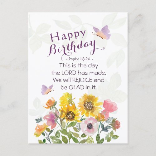 Psalm 11824 This is the Day Birthday Flowers  Postcard
