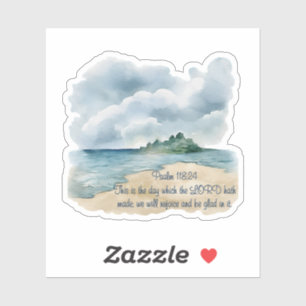 Psalm 118:24 This is the Day Cloudy Beach Scene Sticker