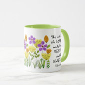 Psalm 118:24 This is the Day, Inspirational Floral Mug (Front Right)