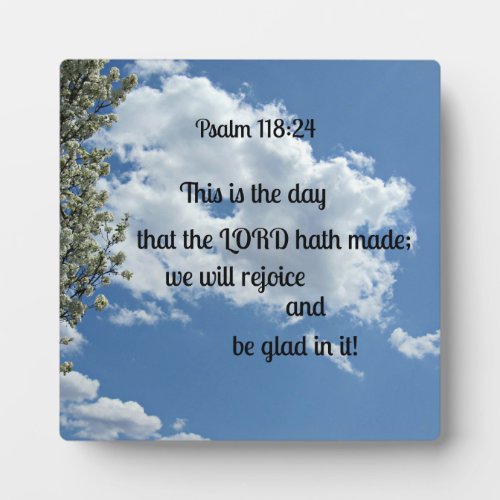 Psalm 11824 This is the day that the Lord hath Plaque