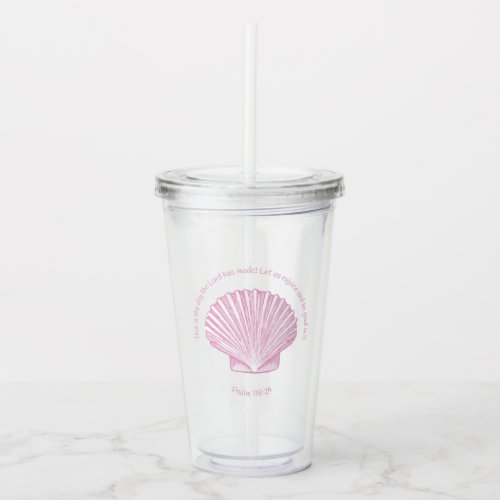 Psalm 118:24 This is the Day with Seashell Acrylic Tumbler