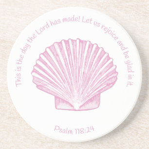Psalm 118:24 This is the Day with Seashell Coaster