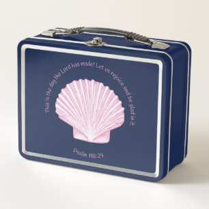 Psalm 118:24 This is the Day with Seashell Metal Lunch Box