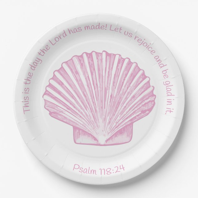 Psalm 118:24 This is the Day with Seashell Paper Plates (Front)