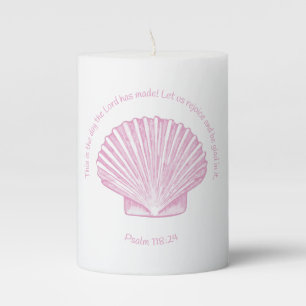 Psalm 118:24 This is the Day with Seashell Pillar Candle