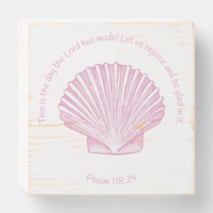 Psalm 118:24 This is the Day with Seashell Wooden Box Sign