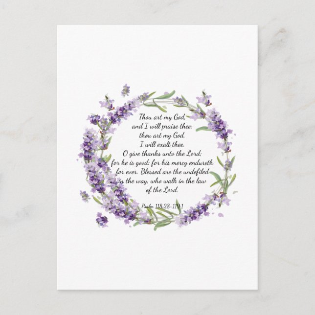 Psalm 118: 28 -119:1 postcard (Front)