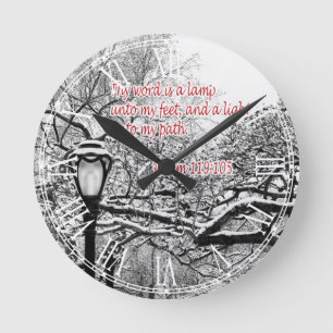 Psalm 119:105 Bible Verse Custom Christian Gift Round Clock