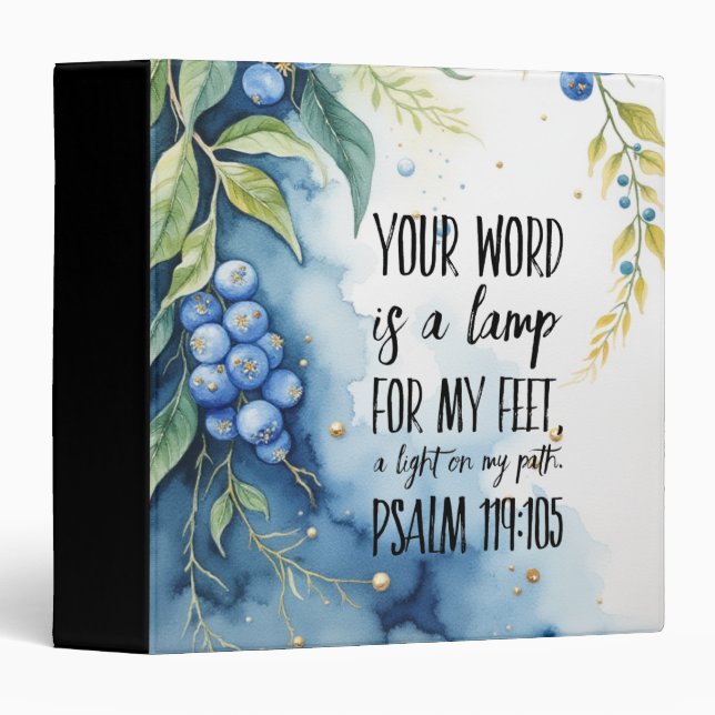 Psalm 119:105 Christian Bible Verse on Image 3 Ring Binder (Front/Spine)