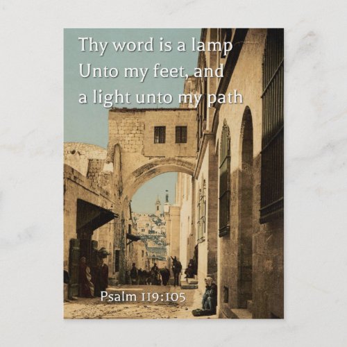 Psalm 119 _ 105 in Via Dolorosa Jerusalem Postcard