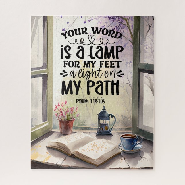 Psalm 119:105 Your Word is a Lamp Bible Verse Jigsaw Puzzle (Vertical)