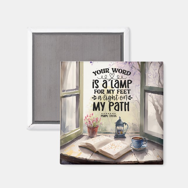 Psalm 119:105 Your Word is a Lamp Bible Verse Magnet (Front/Back)