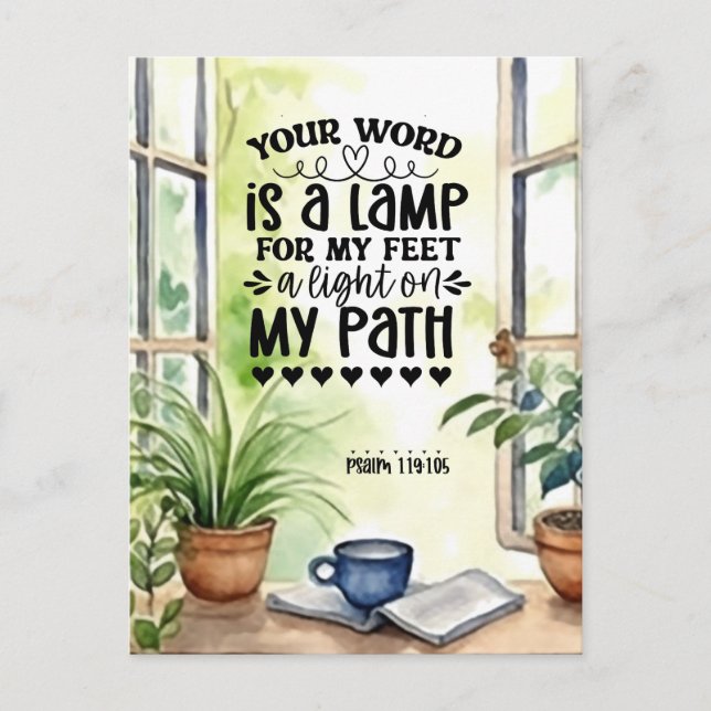 Psalm 119:105 Your Word is a Lamp Bible Verse  Postcard (Front)
