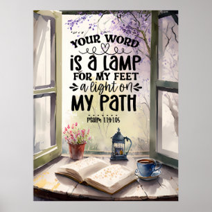 Psalm 119:105 Your Word is a Lamp Bible Verse Poster