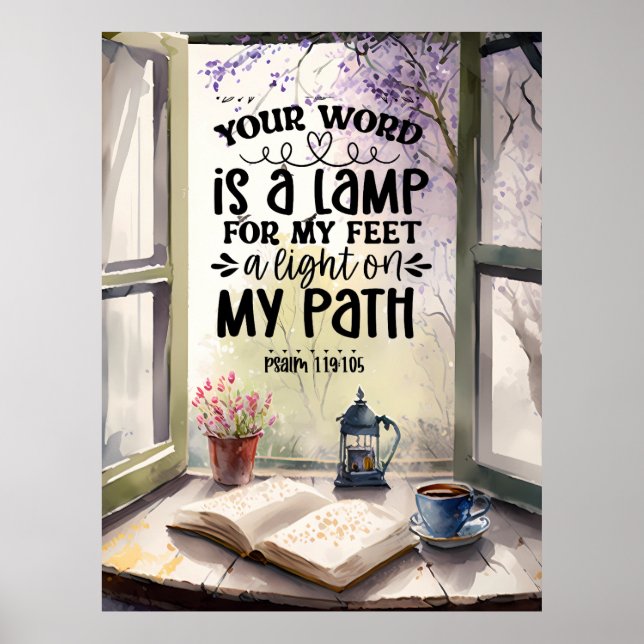 Psalm 119:105 Your Word is a Lamp Bible Verse Poster (Front)