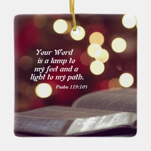 Psalm 119105 Your Word is a Lamp to my Feet Ceramic Ornament