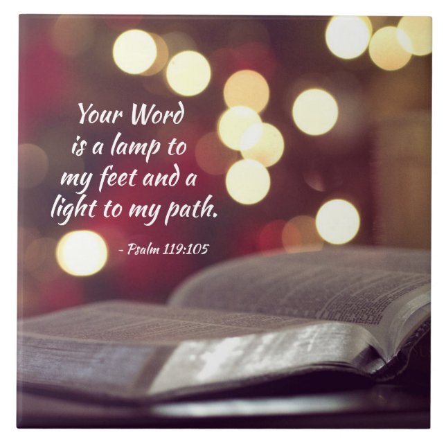 Psalm 119:105 Your Word is a Lamp to my Feet Ceramic Tile (Front)
