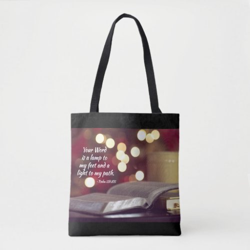 Psalm 119105 Your Word is a Lamp to my Feet Tote Bag