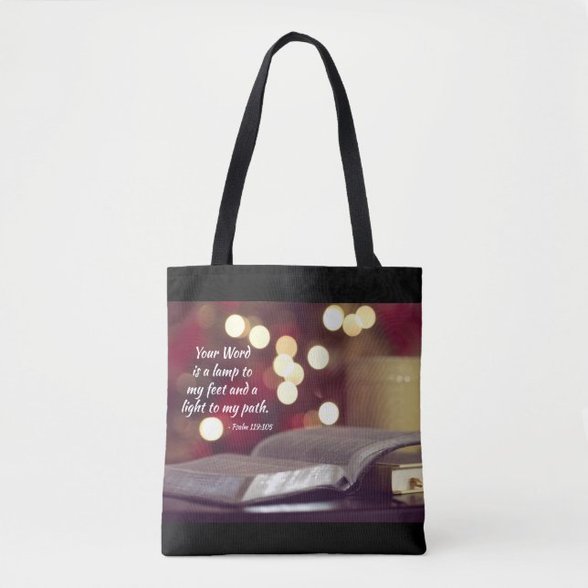 Psalm 119:105 Your Word is a Lamp to my Feet Tote Bag (Front)