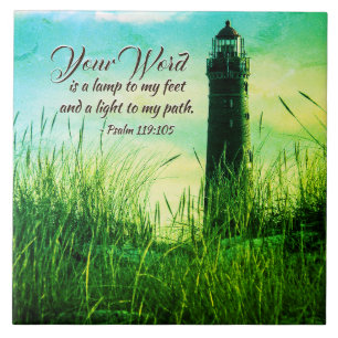 Psalm 119:105 Your Word is a lamp unto my feet Ceramic Tile