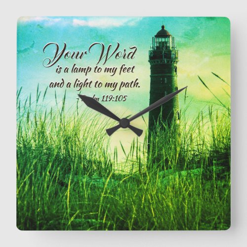 Psalm 119105 Your Word is a lamp unto my feet Square Wall Clock
