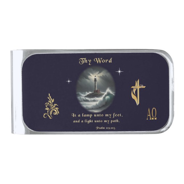 Psalm 119 silver finish money clip (Front)