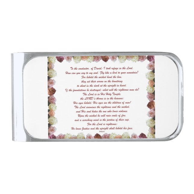 Psalm 11, Scripture, Bible Verse, Silver Finish Money Clip (Front)