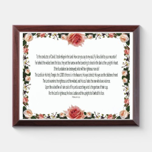 PSALM_11 See the Children of Men Pink Floral Award Plaque