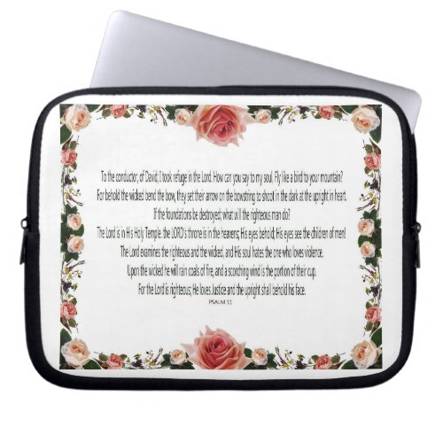 PSALM_11 See the Children of Men Pink Floral Laptop Sleeve
