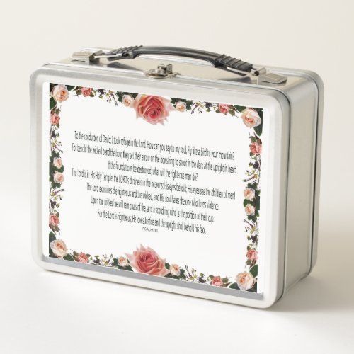 PSALM_11 See the Children of Men Pink Floral Metal Lunch Box