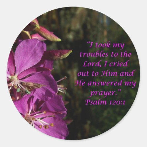 Psalm 1201 Lovely Purple Flower Sticker