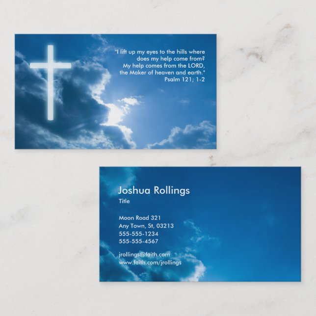 Psalm 121; 1-2 | Blue Christian Business Card (Front/Back)