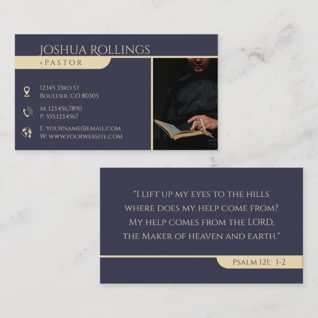 Psalm 121; 1-2 | Christian Inspirational Business Card (Front/Back)