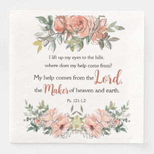Psalm 121: 1,2 Encouraging Bible Verse Watercolor Paper Dinner Napkins