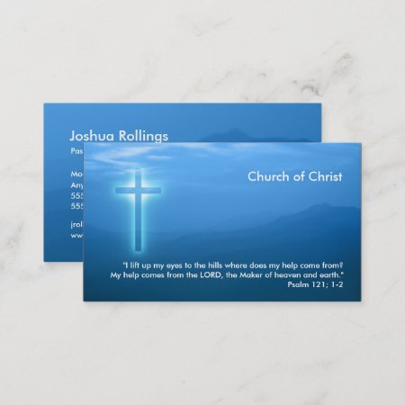 Psalm 121; 1-2 | Glowing Christian Cross Business Card