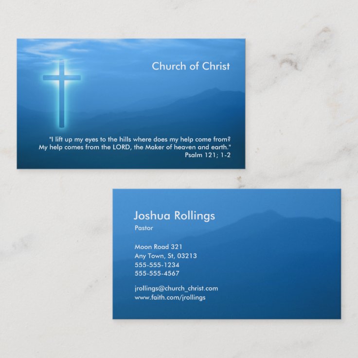 Psalm 121 1 2 Glowing Christian Cross Business Card Zazzle