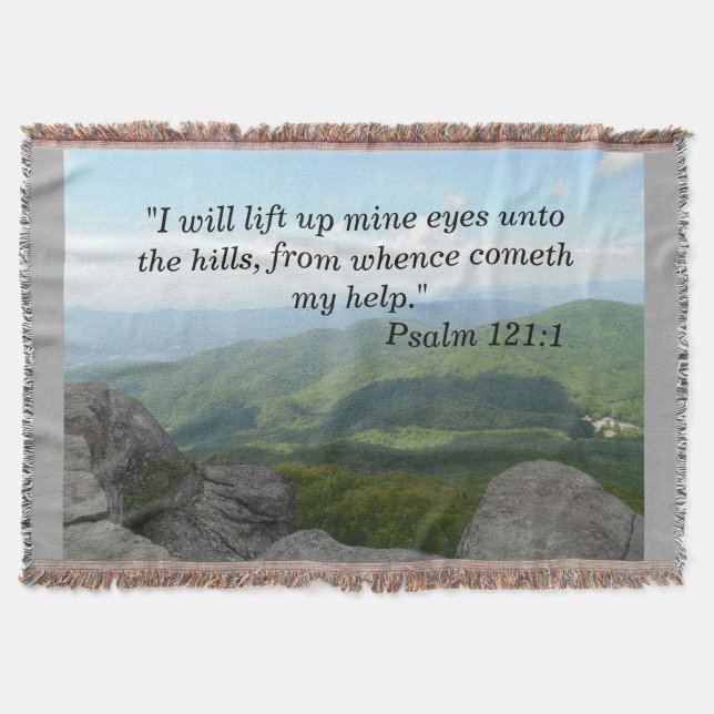 Psalm 121:1 Throw Blanket Blue Ridge Moutains (Front)