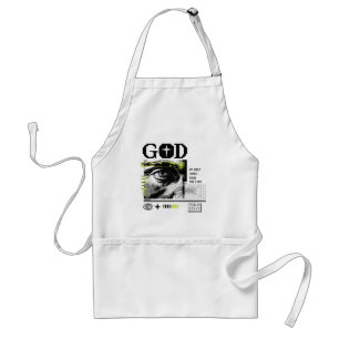 Psalm 121:2 Neon Lime Eye Of God CRT Glitch Art Adult Apron