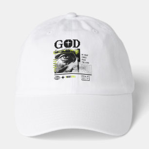 Psalm 121:2 Neon Lime Eye Of God CRT Glitch Art Hat