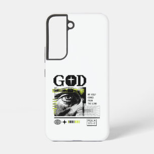 Psalm 121:2 Neon Lime Eye Of God CRT Glitch Art Samsung Galaxy S22 Case