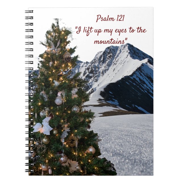 Psalm 121 Christmas Tree Mountains Notebook (Front)