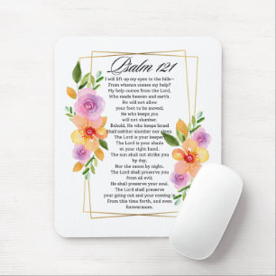 Psalm 121 Floral Geometric Frame Mouse Pad