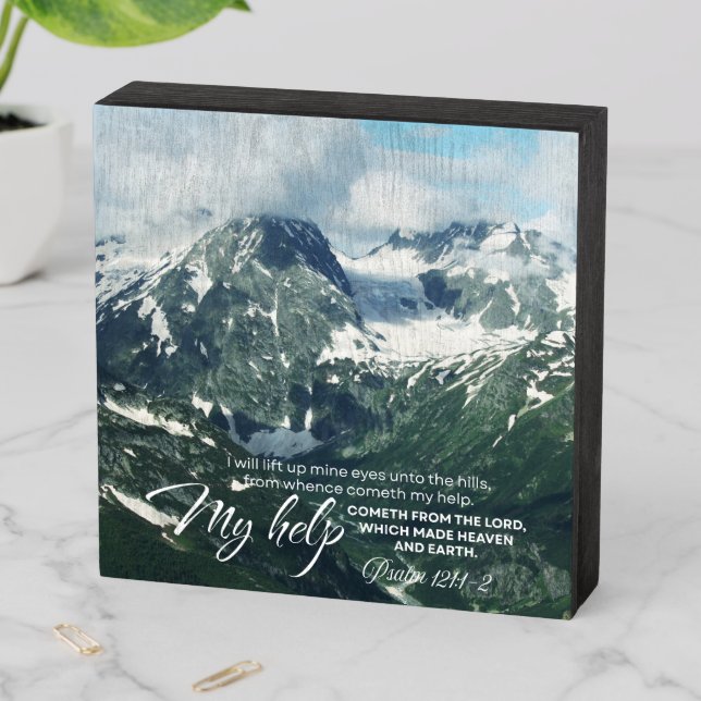 Psalm 121 I will lift up mine eyes unto the hills Wooden Box Sign (In Situ Horizontal)