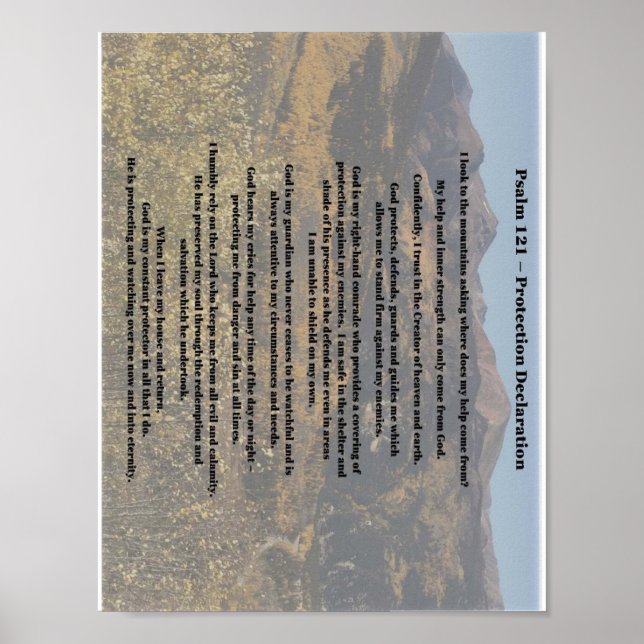 Psalm 121 Protection Declaration Poster (Front)