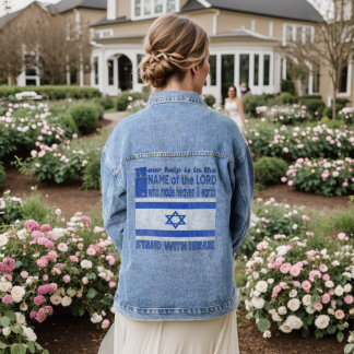 Psalm 124:8 Stand with Israel Denim Jacket