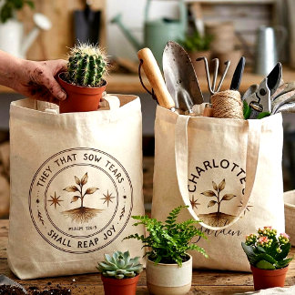 Psalm 126:5 Christian Gardener Faith Floral Tote Bag